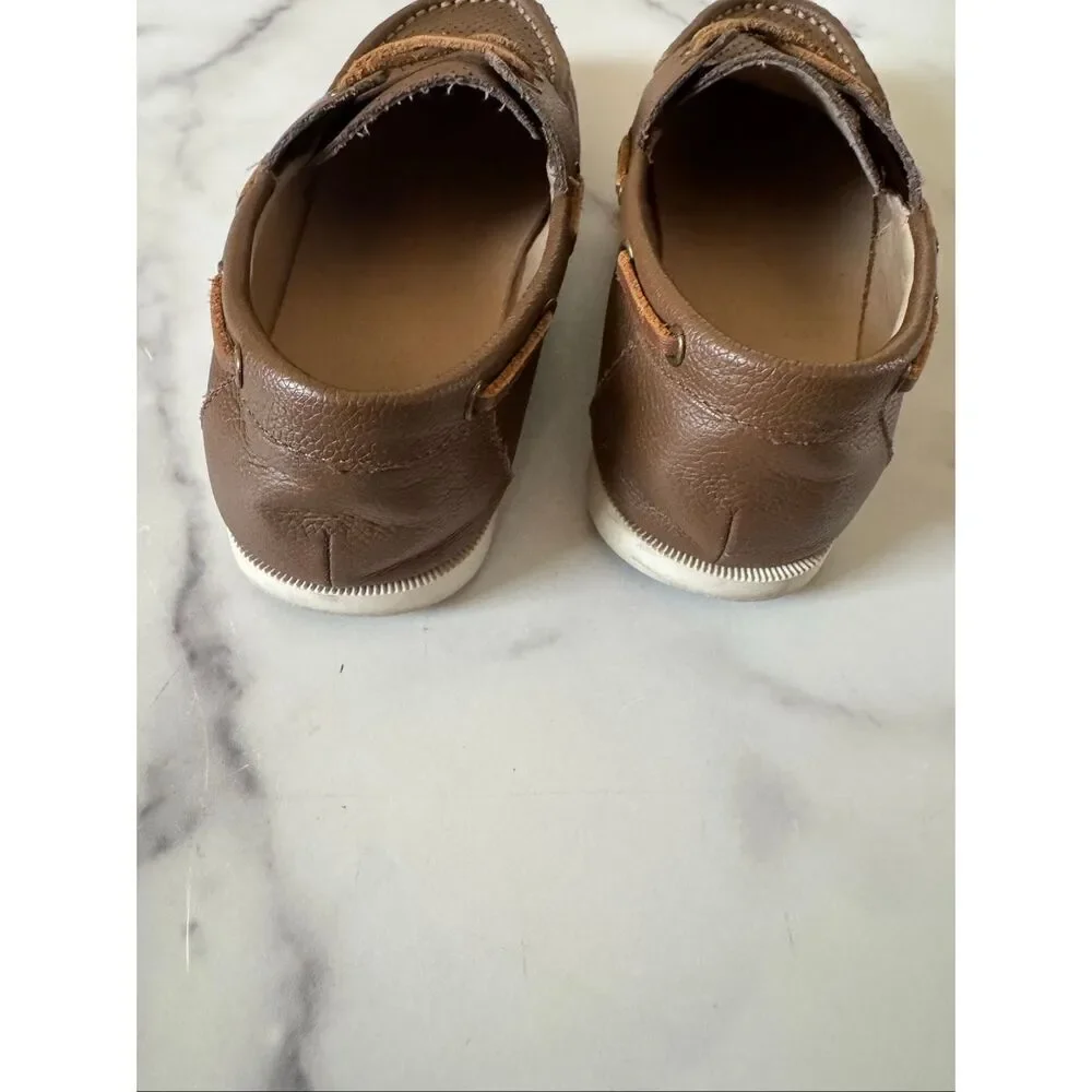 Janie & Jack 3 brown perforated flower show moccasin style loafer slip on meetin